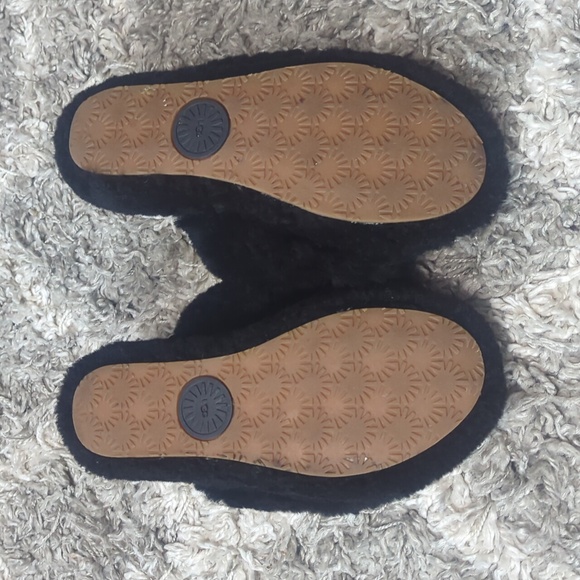 Ugg slippers 8 black fluffy fluff yeah slide sandal slipper - Picture 8 of 12